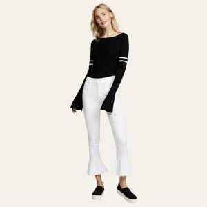 NWT MOTHER The Cha Cha Fray Cropped Flared Jeans in Glass Slipper | Size 26